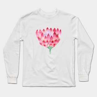 Watercolor Large Floral Proteas Long Sleeve T-Shirt